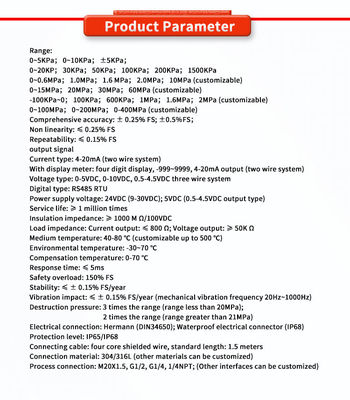 UBST-501Y UNIVO Waterproof Tank Water Level Sensor Transmitter with Range 0-400MPa