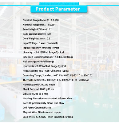 LVDT Displacement Sensor for High Temperature Applications UBMD-375-100Y UNIVO Mini