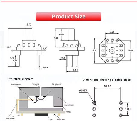 IIC Pressure Sensor Module For Positive And Negative Pressure 100kPa 1500kPa Range